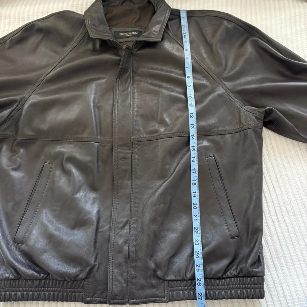 Bruno Magli Italian Brown Soft 100% Leather Made in Italy Jacket Size 42 Lined